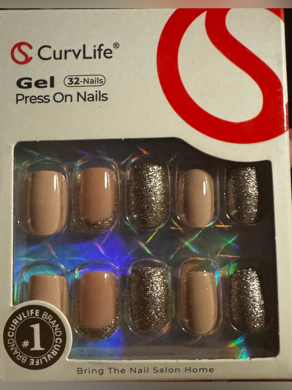 NEW! Curvlife Gel Glitter Square Press-On Nails